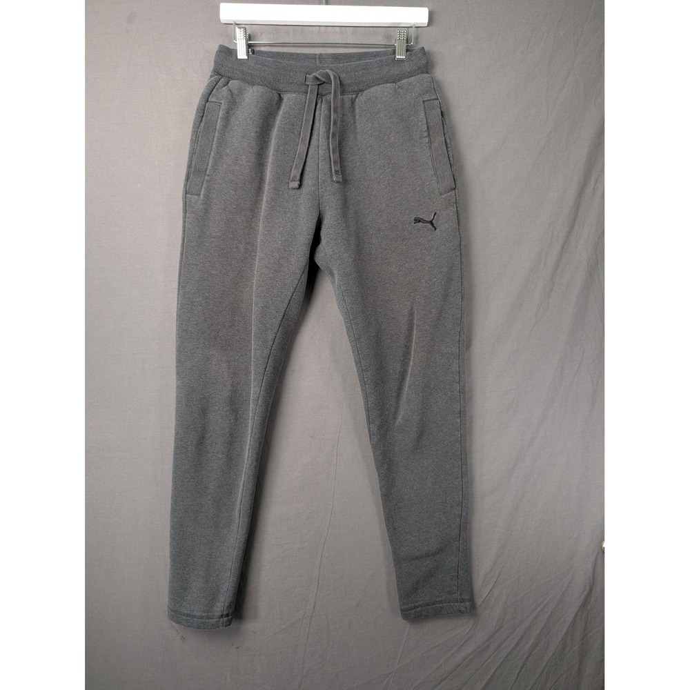 Puma Mens Heather Dark Gray Fleece Jogger Sweatpants Small Slim Fit Activewear